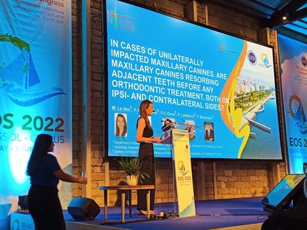 <em>Dr Mélanie Le Ven intervenant lors du Congrès de l’European Orthodontic Society - Chypre – Juin 2022</em>